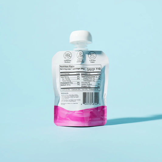 Back view of Vidafuel Berry Delight with nutritional information on a light blue background