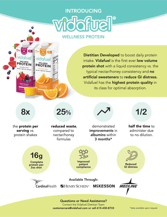 Vidafuel Wellness Protein with product packaging and features listed.