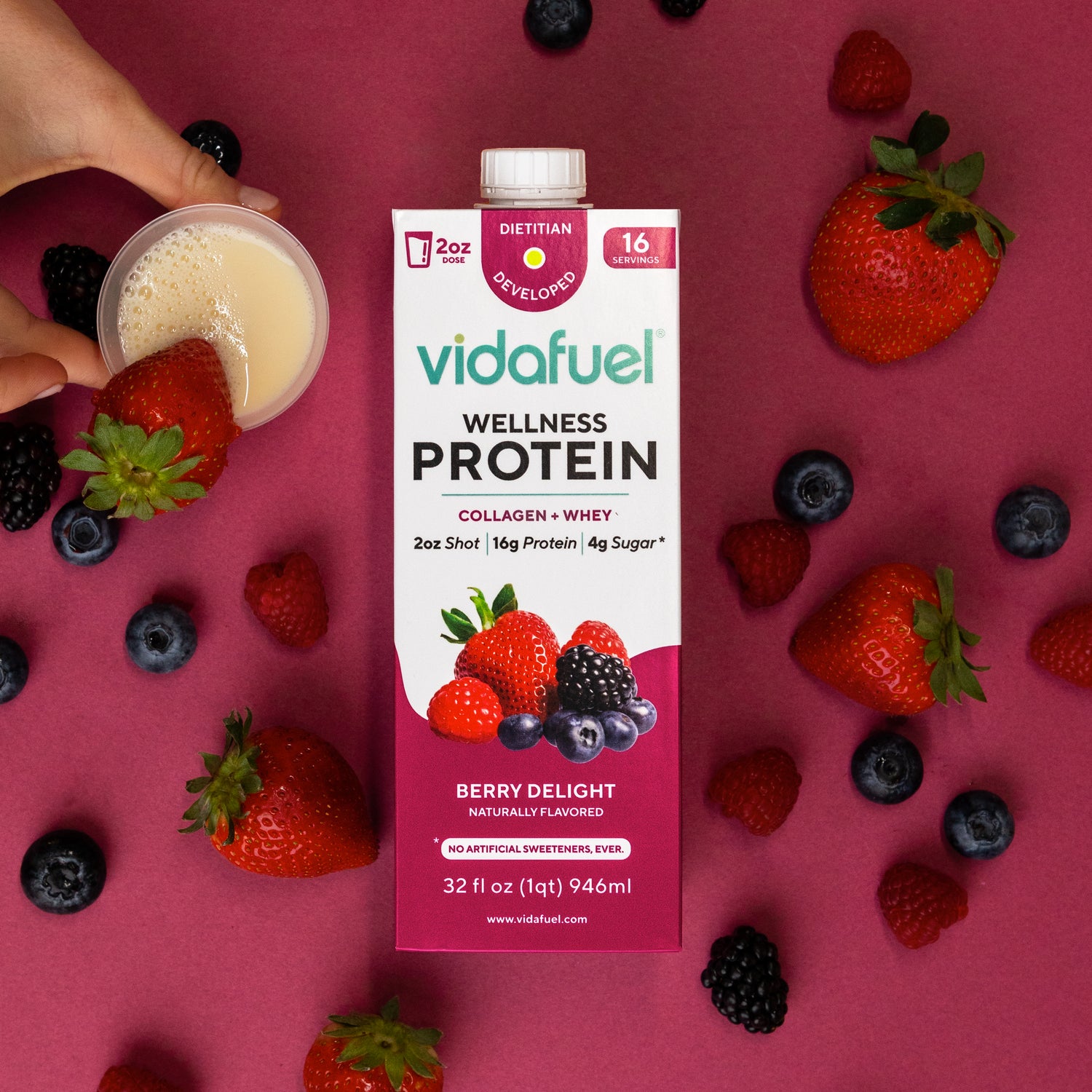 Wellness Protein Drink Berry Delight with berries